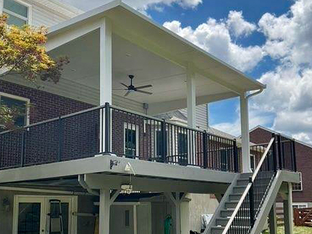 Pavilion, Attached, Florentine Columns, White, Outside View, Daytime