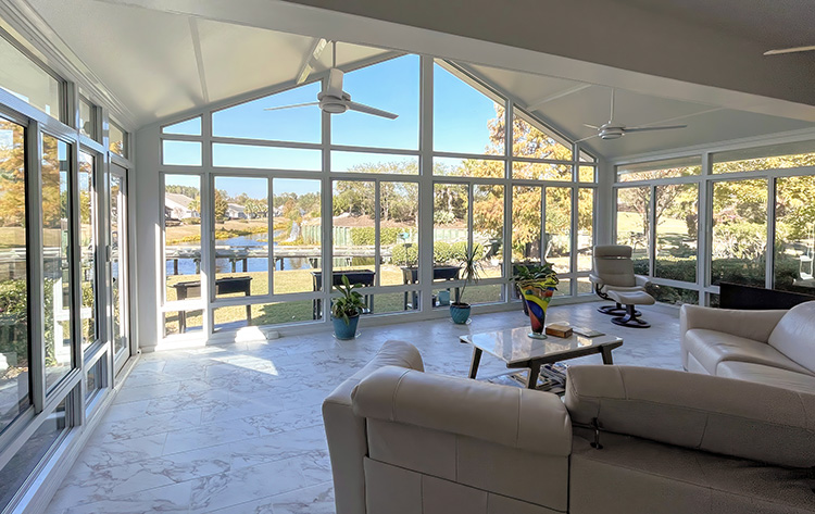 Sunroom, Cathedral Roof, Vistaview Walls, Upper Transoms, Lower Transoms